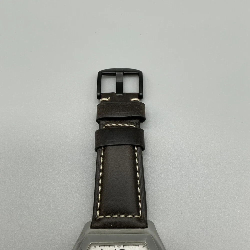 Elini Jumbo Chronograph Mens Watch 45mm Panda Leather Swiss New Battery